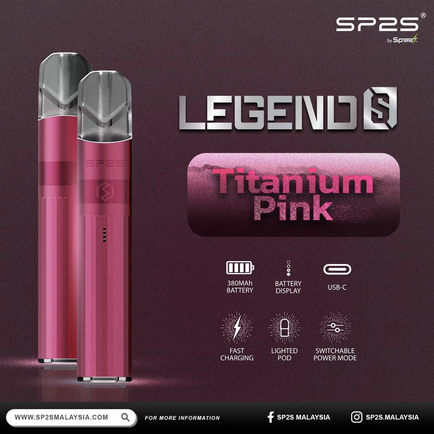 【SP2S Legend S 傳奇版主機】  SP2鈦發光主機全新升級版煙桿-兩檔調節8/9W-底部發光💥 通配一代lana/Sp2s/ilia等一代煙彈-VAKA糖果雲煙館